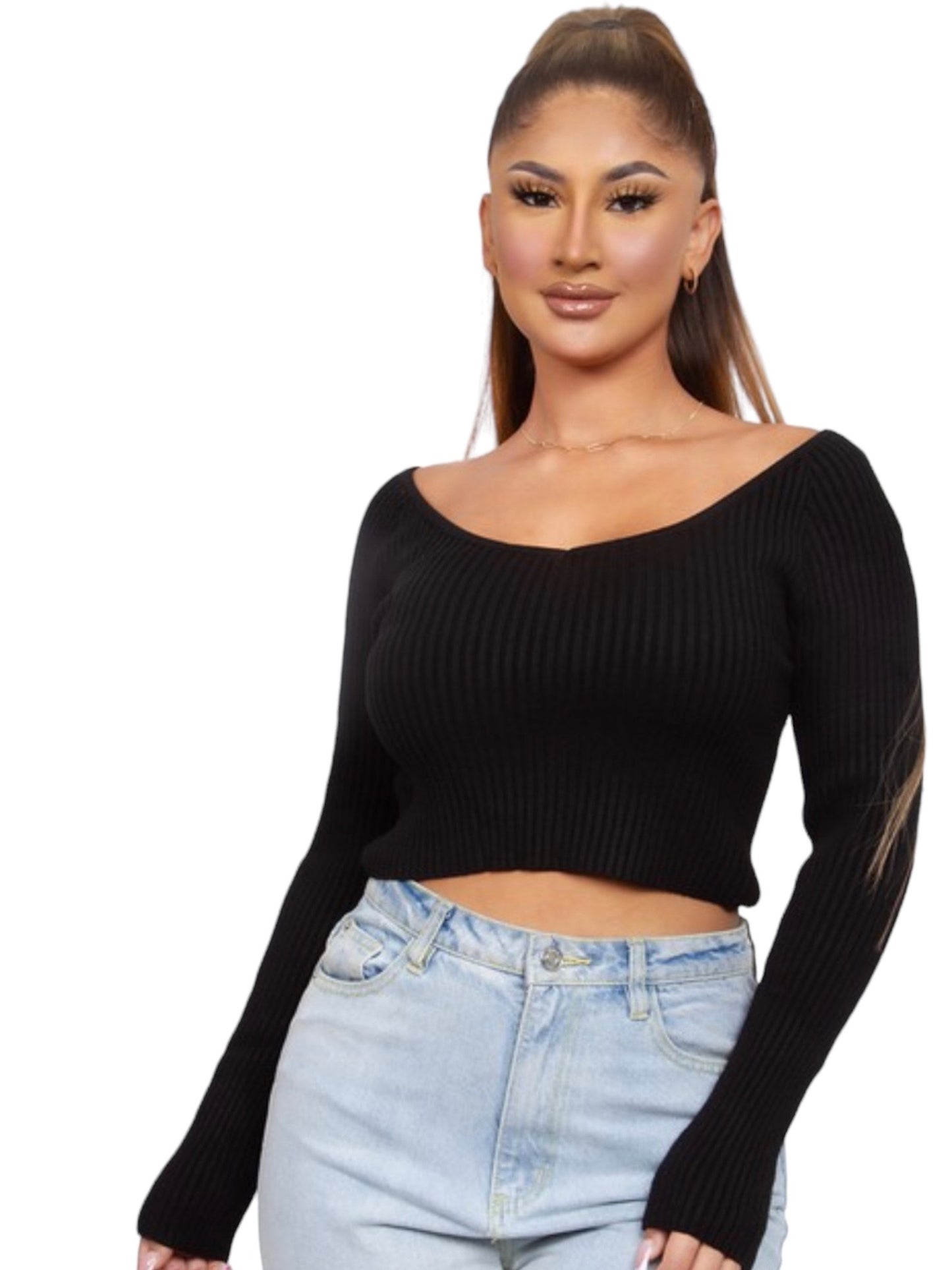 Black Crop Sweater