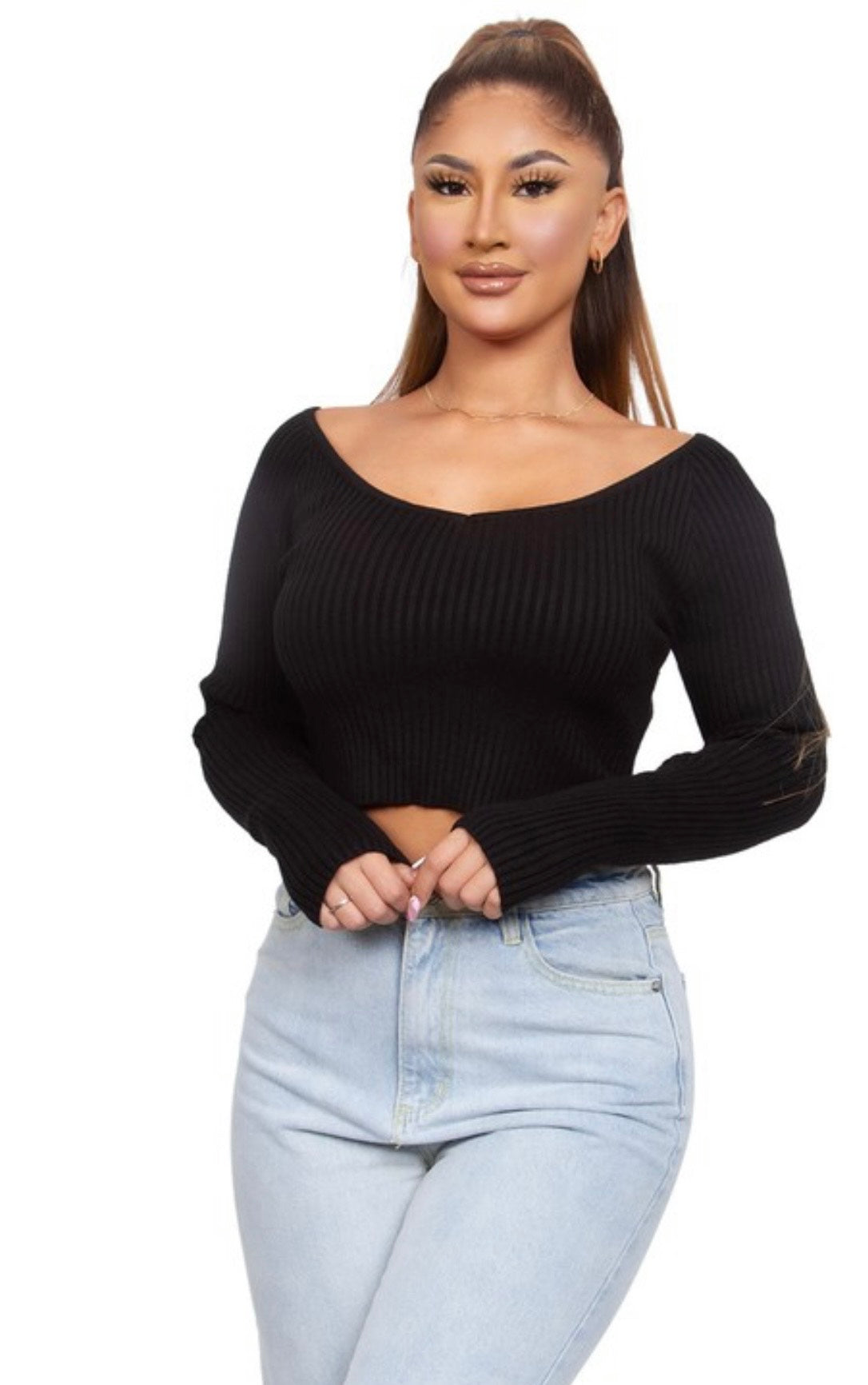 Black Crop Sweater